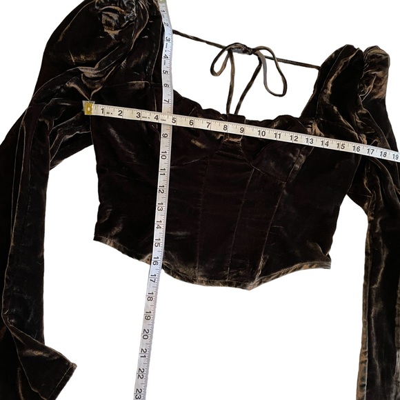 Free People Bridgette Velvet Cropped Top Brown XS - Picture 7 of 7